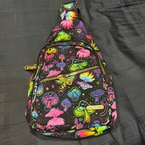 NWOT Neon mushroom mini-backpack 🍄 with 3 zippered compartments.